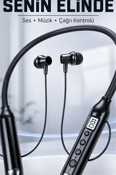 Boyun Bantlı 600 Saat Müzik Süreli Bluetooth V4.0 Kulaklık - Mikrofonlu Ses Kontrollü BX-313556