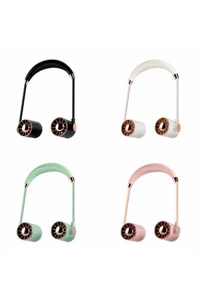 Boyunluk Fan Hava Soğutucu Vantilatör Boyuna Asmalı Şarjlı 3 Kademeli Mini Klima Beyaz