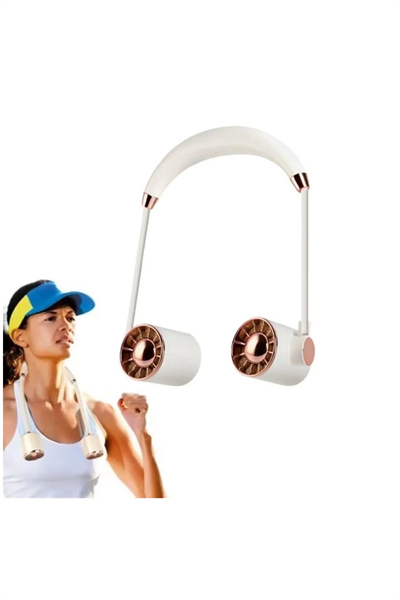 Boyunluk Fan Hava Soğutucu Vantilatör Boyuna Asmalı Şarjlı 3 Kademeli Mini Klima Beyaz