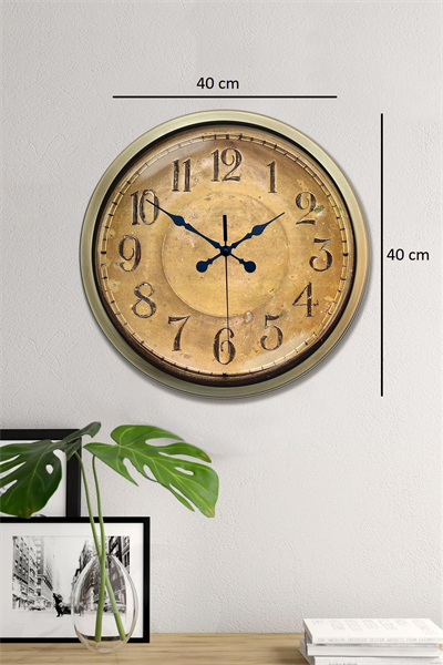 Bronz Nostalji 40 Cm Metal Eskitme Duvar Saati