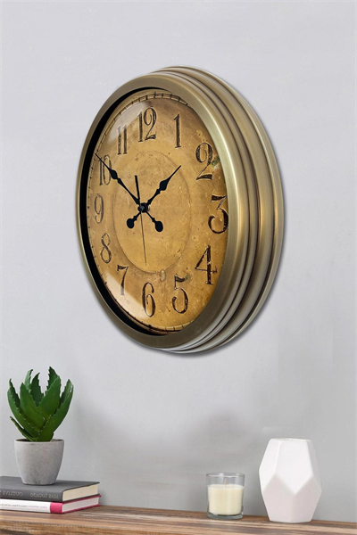 Bronz Nostalji 40 Cm Metal Eskitme Duvar Saati