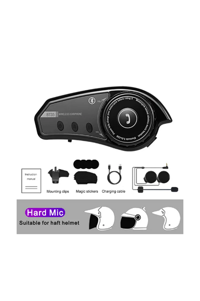 Bt35 Kask Kulaklık Bluetooth 5.0 Motosiklet Interkom Su Geçirmez Kablosuz Kulaklık
