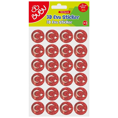 Bu-Bu Simli Eva Sticker Ay Ve Yıldız 24lü Sticker