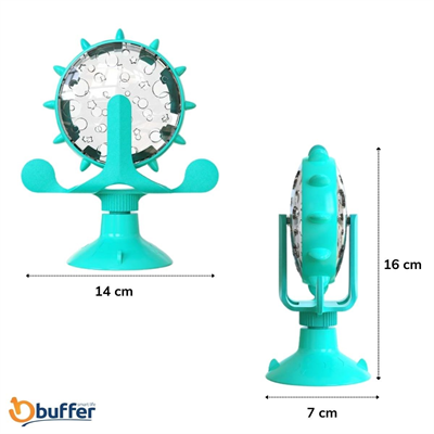 Buffer® Vantuzlu Zilli İnteraktif Dönebilen Mama Kaplı Renkli Eğlenceli Eğitici Kedi Oyuncağı