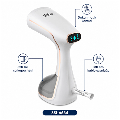 Buharlı Kırışıklık Giderici Dik Ütü 2 Mod 320ml Su Kapasite Dk 26g Buhar Dokunmatik Ekran Ssı-6634 Bx40
