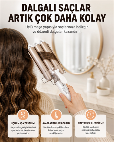 Bukle Saç Maşası – Kolay Kullanım, Sağlıklı Bukleler yüksek ısılı Yeni Nesil