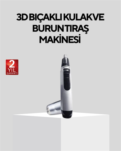 Burun Kulak ve Kaş Tıraş Makinesi 3D Keskin Bıçaklı Pil ile Çalışan