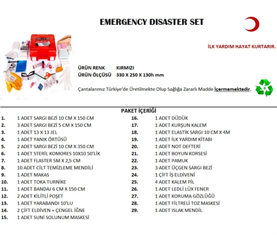 Büyük Boy Acil Afet Seti Deprem Yardım Seti Bx40
