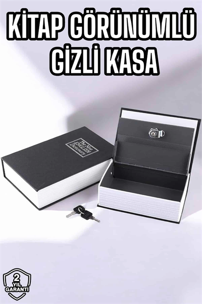 Büyük Boy Anahtarlı Kitap Görünümlü Gizli Kasa Çelik Kasa Altın Kasası