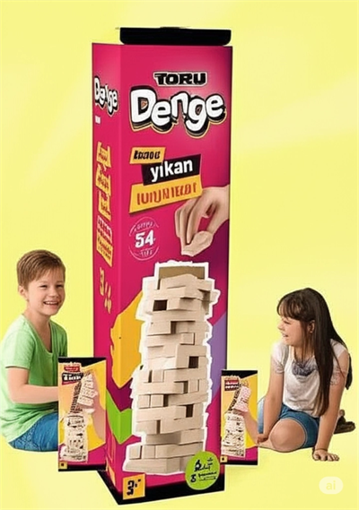 Büyük Boy Doğal Ahşap Denge Oyunu Kule Oyunu 54 Parça Ahşap Yapı Blokları Cenga