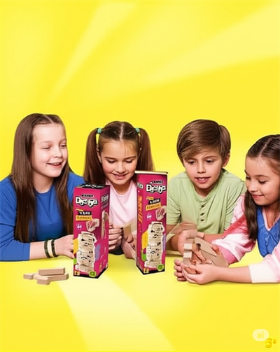 Büyük Boy Doğal Ahşap Denge Oyunu Kule Oyunu 54 Parça Ahşap Yapı Blokları Cenga