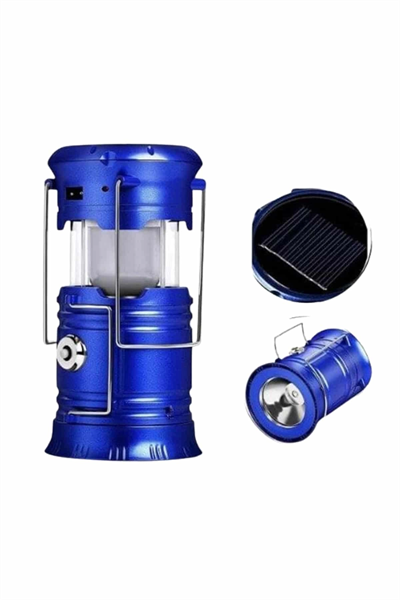 Büyük Boy Güneş Enerjili Kamp Feneri Işıldak Lamba USB Şarjlı