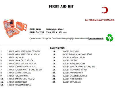 Büyük Boy İlk Yardım Seti First Aid Kit Bx40