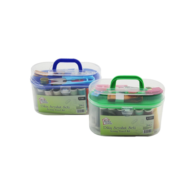 Büyük Çantalı Dikiş Seti İplik - Mezura - Tekstil Makası - İğne - Yüzük Bx40