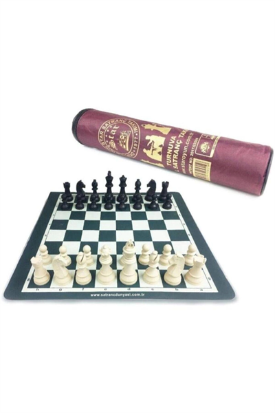 Büyük boy çantalı rulo satranç seti 45x45cm muhafazalı taş ve tahta ile - Hobi & Eğlence