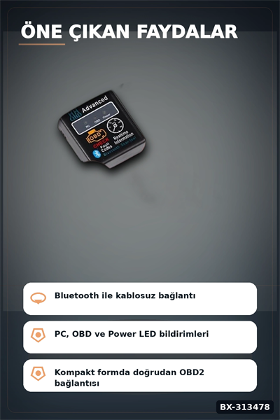 Bx40 OBD2 Bluetooth Araç Arıza Tespit Cihazı, Check Engine Sıfırlama, Scanner 1 Adet BX-313478
