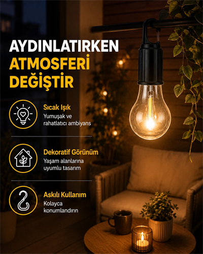 C Tipi Şarjlı Asılabilir Kamp Feneri