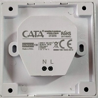 CATA CT 5170 1W Beyaz Kasa Sensörlü Koridor Aydınlatması 3200K Gün Işığı
