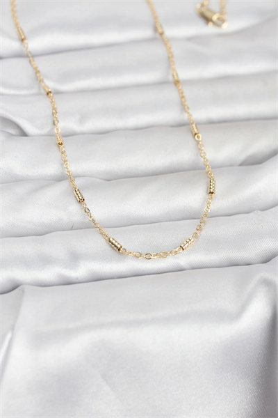 CM 14K Gold Renk Bar Zincir Model 60 cm Kadın Kolye
