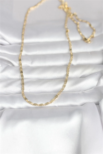 CM 14K Gold Renk Çizgi Lazer Model 60 cm Kadın Kolye