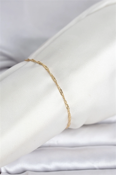 CM 14K Gold Renk Ezme Burgu Zincir Model Kadın Bileklik