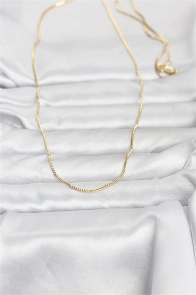 CM 14K Gold Renk İnce Kare Zincirli Model 60 cm Kadın Kolye