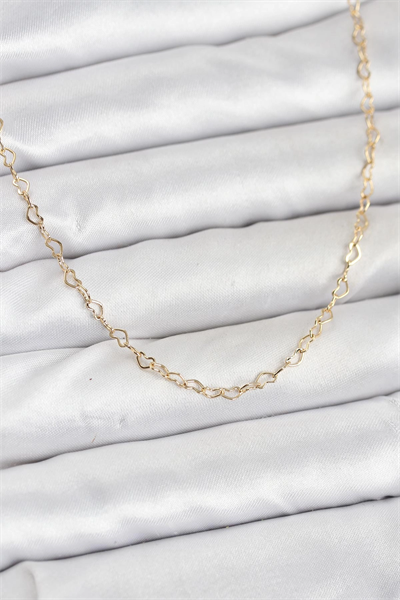 CM 14K Gold Renk Kalp Zincirli Kadın Kolye