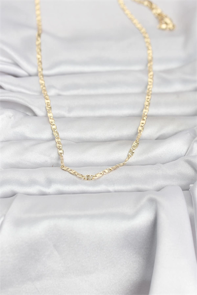 CM 14K Gold Renk Lazer Zincirli Model 60 cm Kadın Kolye