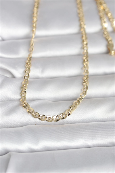 CM 14K Gold Renk Yassı Oval Zincirli Model 60 cm Kadın Kolye