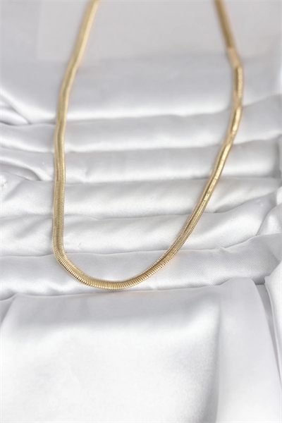 CM 14K Gold Renk Yassı Yılan Zincir Model 45 cm Kadın Kolye