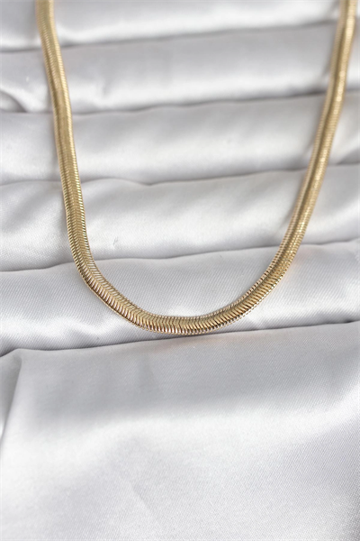 CM 14K Gold Renk Yassı Yılan Zincir Model 45 cm Kadın Kolye