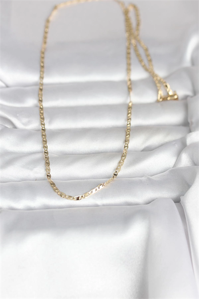 CM 14K Gold Renk Yassı Zincir Model 60 cm Kadın Kolye