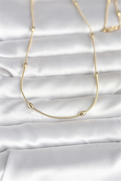 CM 14K Gold Renk Yılan Zincirli Damla Topçuk Model 60 cm Kadın Kolye