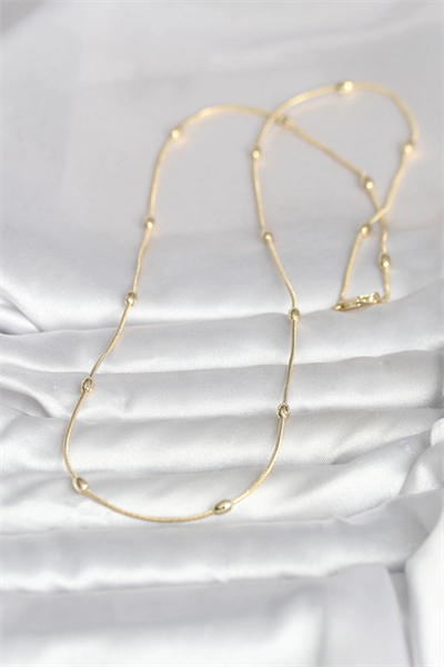 CM 14K Gold Renk Yılan Zincirli Damla Topçuk Model 60 cm Kadın Kolye
