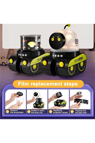 ÇOCUKLAR İÇİN EĞİTİCİ VE EĞLENCELİ ROBOT TEMALI PROJEKTÖR GECE LAMBASI