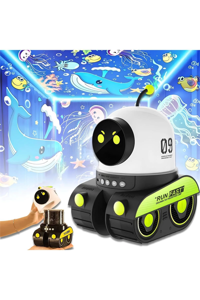 ÇOCUKLAR İÇİN EĞİTİCİ VE EĞLENCELİ ROBOT TEMALI PROJEKTÖR GECE LAMBASI