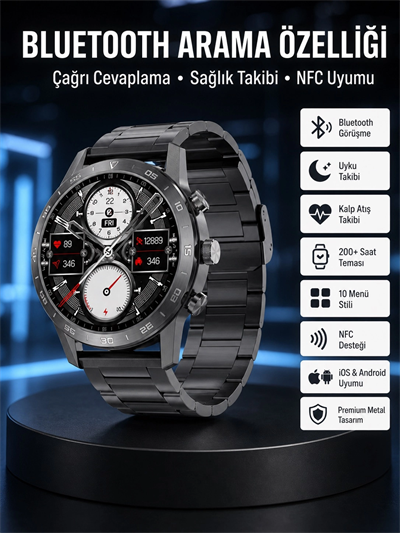Çağrı Cevaplama Sesli Asistan Çoklu Dil Desteği 5.0 Bluetooth Akıllı Saat