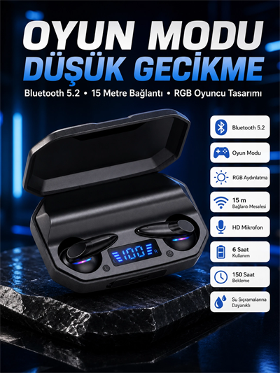 Çağrı Cevaplayabilen Akıllı Saat 5.2 Bluetooth Bağlantılı  Kulaklık