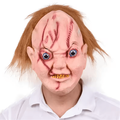 Çaki Maskesi Kahverengi Saçlı Lateks Et Chucky Çaki Maskesi (3936)