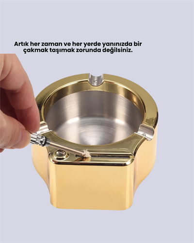 Çakmak Entegreli Küllük Yeniden Doldurulabilir Metal Gövde Yeni Nesil