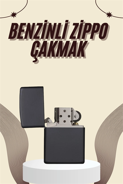 Çakmak Parlak Siyah Benzinli Çakmak Cep Boy Doldurulabilir