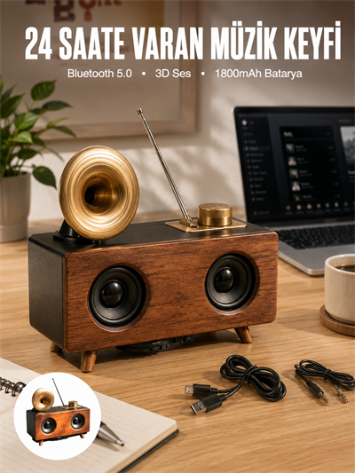 Çalar Radyo Müzik Kutusu Nostaljik Hoparlör Speaker