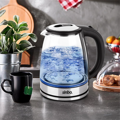 Cam - Ledli Kettle 1.8lt  Gizli Rezistans - Kablosuz 360 Derece Gövde 1500w Sk-8033 Bx40