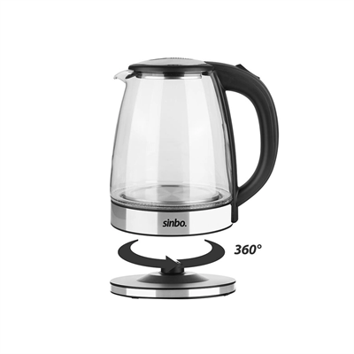 Cam - Ledli Kettle 1.8lt  Gizli Rezistans - Kablosuz 360 Derece Gövde 1500w Sk-8033 Bx40
