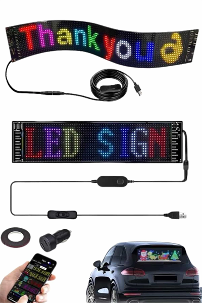 Cama Yapışan En Büyük Boy 16X96 Telefon Kontrollü Led Ekran Digital Araba Yazısı