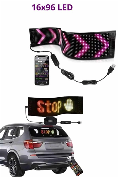Cama Yapışan En Büyük Boy Telefon Kontrollü Led Ekran Digital Araba Yazısı