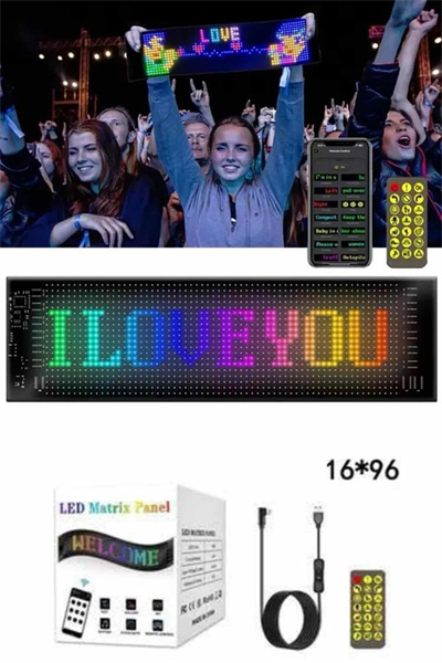 Cama Yapışan En Büyük Boy Telefon Kontrollü Led Ekran Digital Araba Yazısı