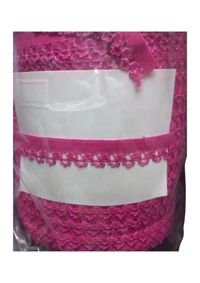 Çamaşır Lastiği Dantelli 1 Cm 1 Metre Fuşya