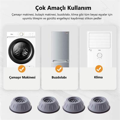 Çamaşır Makinesi Titreşim Önleyici Kaydırmaz Vantuzlu Stoper Set (3936)