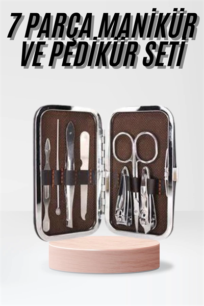 Çantalı 7 Parça Manikür Pedikür Seti Tırnak Makası Cımbız Törpü